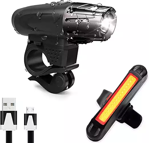 AMANKA Luce Bici, Luci LED per Bicicletta Ricaricabili USB Impermeabile, Super Luminoso Luce Bici Anteriore e Posteriore